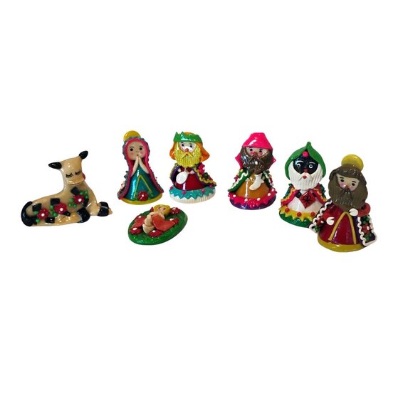 Ten Thousand Villages Masapan Dough Peruvian Nativity Set Colorful 7pc Christmas - Picture 2 of 8